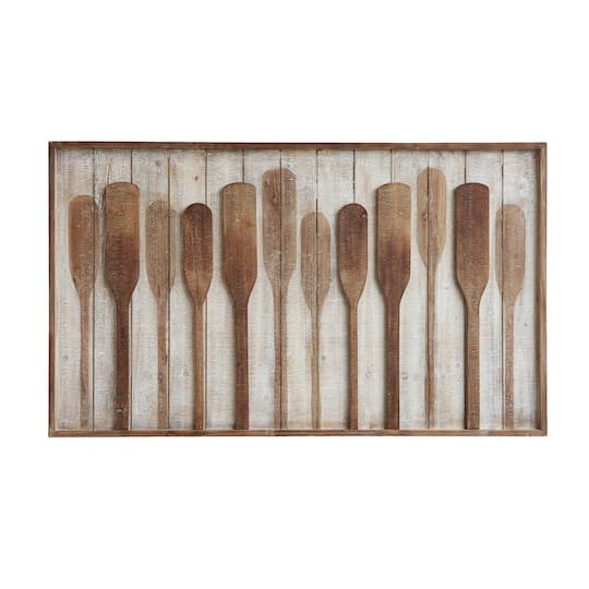 28&#x22; Paddles on Washed White Wood Framed Wall D&#xE9;cor